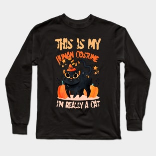 THIS IS MY HUMAN COSTUME I'M REALLY A CAT Long Sleeve T-Shirt